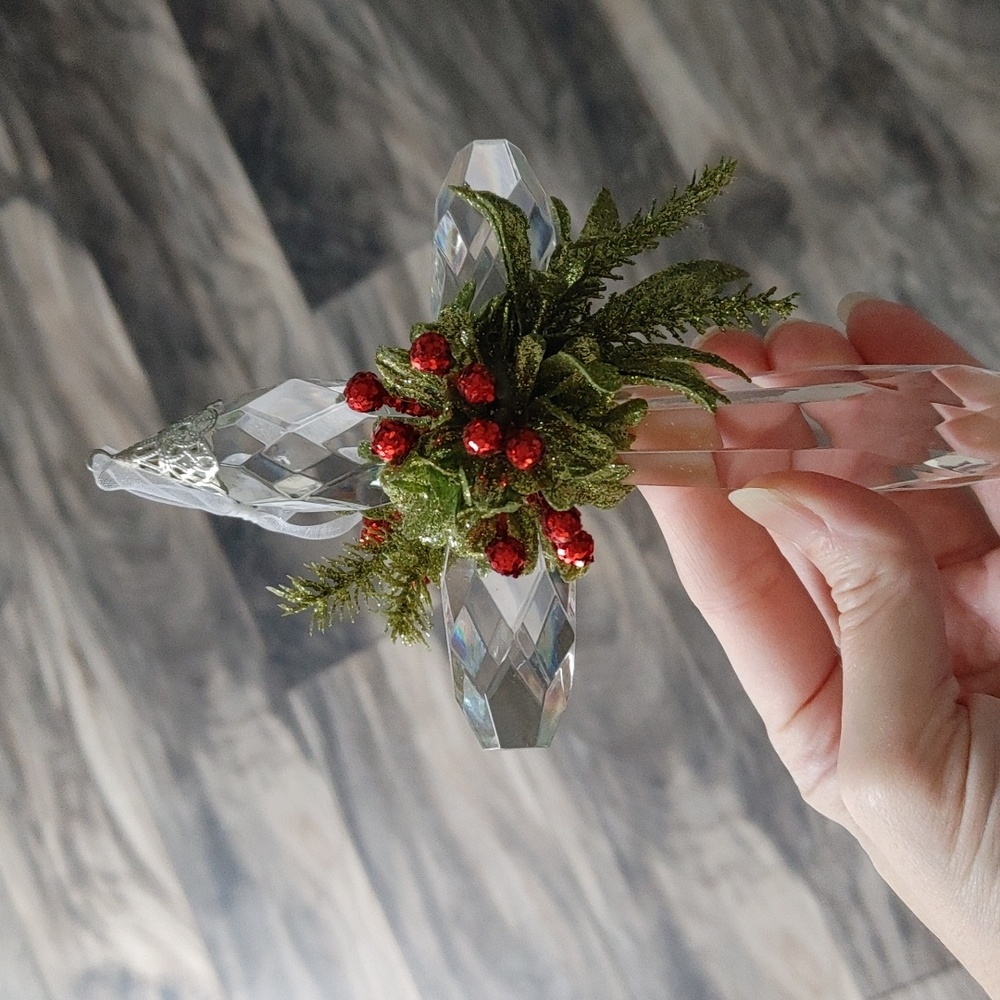 Glass cross with mistletoe
